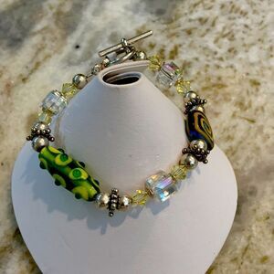 Peridot Venetian Glass Swarovski Bracelet